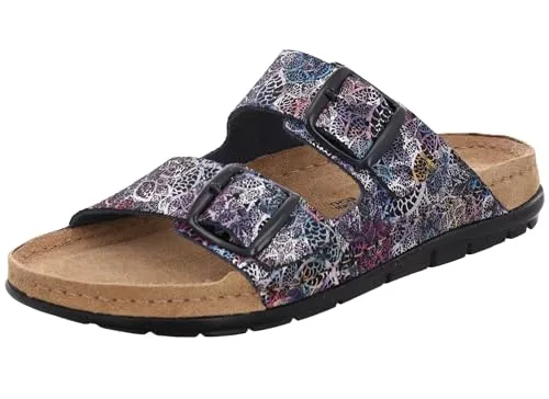 Rohde Damen Pantolette Leder Schnalle Muster Rodigo-D 5861, Größe:41 EU, Farbe:Schwarz