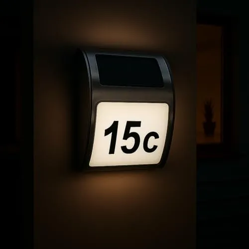 MeLiTec Solar LED Hausnummer SH08 – Edelstahl mit automatischer Dämmerungsaktivierung