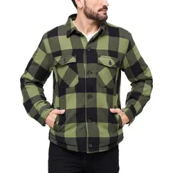 Brandit Lumber Jacket - Wattierte Flanelljacke in Schwarz-Oliv, Größe: 5XL - Funktionsjacke mit 2 großen Brusttaschen, praktischer Innentasche und geradem Schnitt für optimalen Tragekomfort.