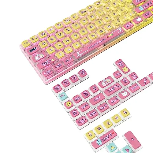 MAMBASNAKE 120 Tasten PBT Pudding Tastenkappen Set - Tastaturen – Retro-Pixel-Design mit RGB-Hintergrundbeleuchtung, ergonomisches ASA-Profil für ein komfortables Tipperlebnis und breite Kompatibilität mit gängigen mechanischen Schaltern.
