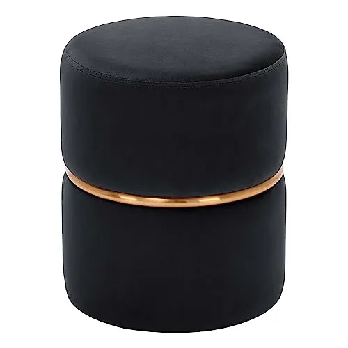 Duhome Samt Sitzhocker Rund, Gepolsterter Ottomane für Wohnzimmer und Schlafzimmer, Schwarz - Eleganter Samthocker für jeden Raum. Bequem und stabil, ideal als Sitzgelegenheit oder Fußhocker. Mit seinem stilvollen Design fügt er sich perfekt in Ihre Einrichtung ein und bietet vielseitige Nutzungsmöglichkeiten.