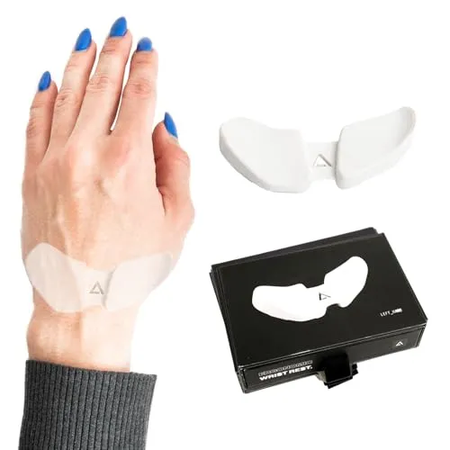 DELTAHUB Carpio 2.0 - ergonomische Handgelenkauflage für Linkshänder, Handgelenkstütze bei Benutzung der PC-Maus, Reduziert Überstreckung, Ermüdung & Handgelenkschmerz, leichtes Gleiten - Small/Weiß