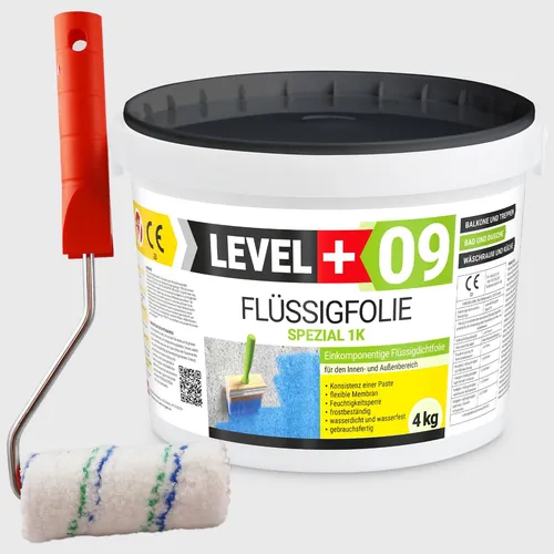 Flüssigfolie Dichtfolie 4kg Dusche Bad Balkon Wassersperre+ Farbroller 10cm RM09