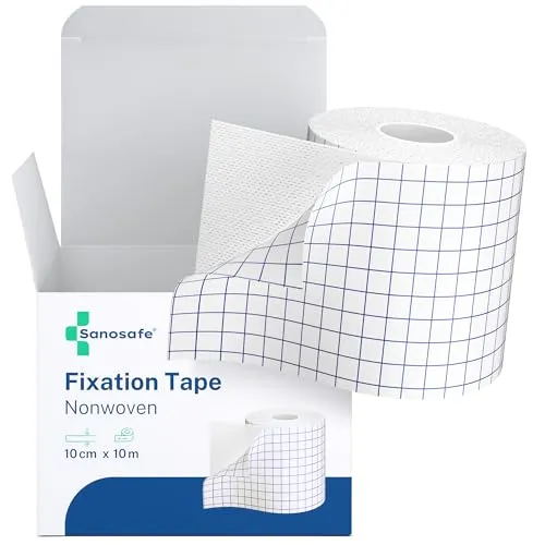 Sanosafe® Fixierpflaster Rolle sensitiv 10 cm x 10 m | Selbstklebende Fixierbandage & Fixierband | Medizinisches Heftpflaster & Rollenpflaster für empfindliche Haut zur Fixierung von Wundauflagen