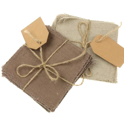 12er Set Untersetzer Stoff Taupe Beige Glasuntersetzer Tischunterlage Matte Deko