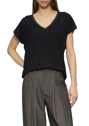 QS Modalmix-Shirt mit Spitzenblende