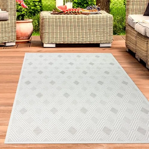 CARPETIA Teppich Outdoor 160 x 230 cm in weiß von Carpetia