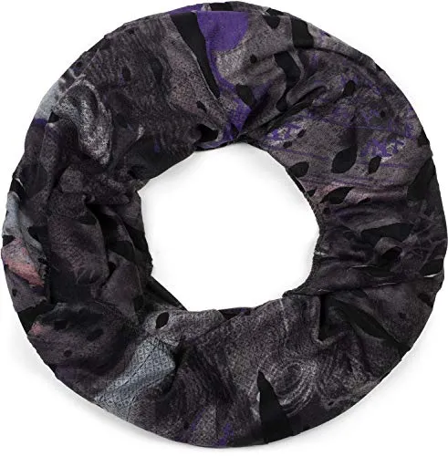 styleBREAKER Loop Schal im Splat Style mit Klecksen und Zeichen im Destroyed Vintage Look, Unisex 01016119, Farbe:Anthrazit-Violett-Rosa