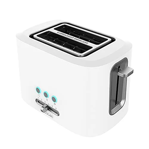 Cecotec Toaster Toast&Taste 9000 Doppel White - Leistungsstarker 980 W Toaster mit 2 extra breiten Schlitzen und 9 Funktionen für perfektes Toasten. Ideal für große Brotscheiben und Brötchen, inklusive einfacher Reinigung durch entnehmbare Krümelschublade.