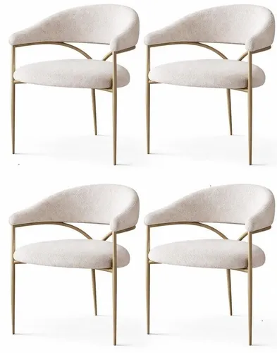 Beiges Stuhlset für Esszimmer - Komfortable Polsterstühle - Set mit 4 eleganten Stühlen in Beige, ideal für modernes Esszimmer-Design. Mit robustem Metallgestell und pflegeleichtem Textilpolster, perfekt für gemütliche Abende.