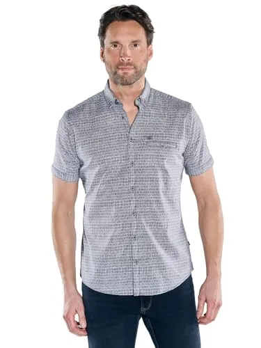 engbers Herren Kurzarm-Hemd Regular 38502 - Marineblau XL - Herrenhemden mit Comfort-Stretch-Anteil, sportivem Design und einzigartigen Knöpfen für einen besonderen Look. Ideal für legere Anlässe.