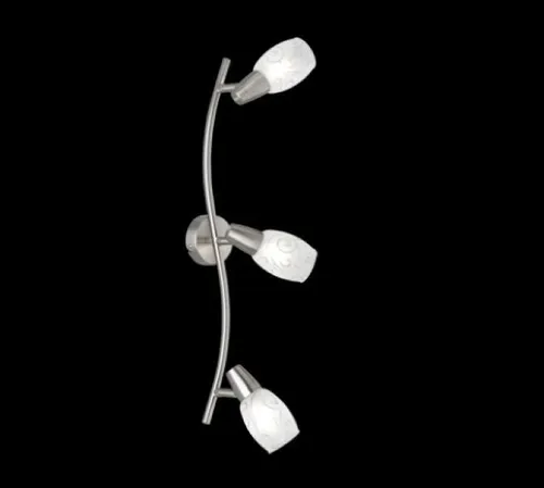 Deckenstrahler 3 flammig matt Silber mit satiniertem Dekorglas - R80023007 - Moderne Deckenlampe für stilvolle Wohnräume, 56 cm breit, schafft gemütliche Stimmung und ist dimmbar für individuelle Beleuchtung.