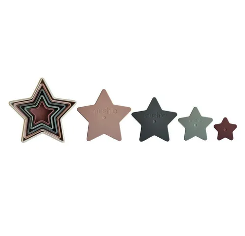 Mushie Stapelspielzeug Nesting Star, 5 Sterne, Stapelturm, Stapelbecher, Stapelspiel