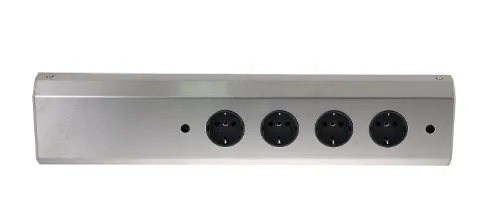Thebo PowerPort Rückwandsteckdose 4-fach - Steckdosen & Zubehör, praktische 4-fach Energiebox mit bis zu 2 m Kabellänge und elegantem Edelstahl-Design für mehr Flexibilität im Wohnraum.