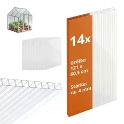 Relaxdays Doppelstegplatten 14er Set, 4 mm Polycarbonat für Gewächshäuser