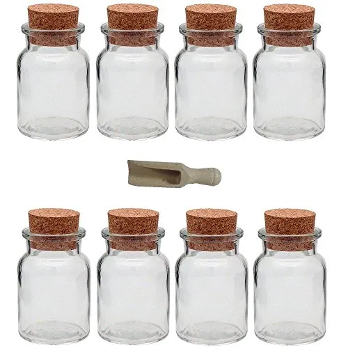 mikken 8 Gewürzgläser 150ml mit Korkverschluss inkl. einer kleinen Holzschaufel 7,5 cm