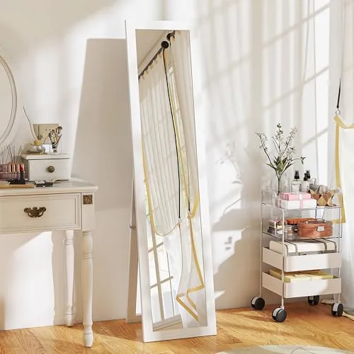 HOMCOM Ganzkörperspiegel 157 x 37 cm - Rechteckiger Standspiegel in Holzoptik - Standspiegel im modernen Design mit rustikalem Holzrahmen, ideal für Flur, Wohnzimmer oder Schlafzimmer. Erhellt den Raum und ermöglicht präzises Schminken.