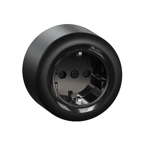 Schneider Electric Elso runde Steckdose, 1-fach, Berührungsschutz, Aufputz, Renova, 16A - 250V AC, schwarz, Artikelnummer WDE015976