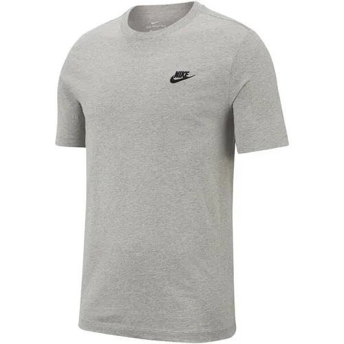 Nike Herren T-Shirt Sportswear Club, Dark Grey Heather/Black, 3XL - T-Shirt aus hochwertiger Baumwolle für ein angenehmes Tragegefühl, mit klassischem aufgesticktem Logo und entspannter Standardpassform – ideal für Freizeit und Sport.
