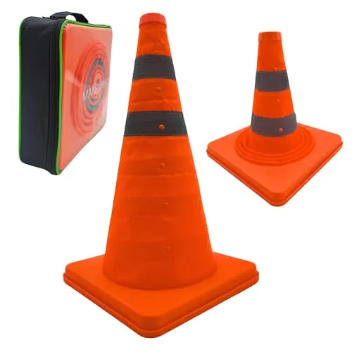 2x18 Zoll (45cm) Pylonen Faltbar Leitkegel Verkehrskegel Reflektierender Sicherheitskegel Faltleitkegel Warnkegel Orange