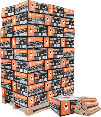 Heizfuxx BBQ-Buchenholzbriketts 18kg – Hochwertige Brennstoffe für Grill und Kamin - 100% reines Buchenholz, ideal für Grill und Kamin. Hohe Pressdichte sorgt für langanhaltende Wärme und starke Glut. Perfekt für BBQ und Pizzaöfen – ohne Beeinflussung des Geschmacks.