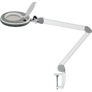 LUMENO 8215GR - Dimmbare Lupenleuchte mit 5 Dioptrien - Werkstatt-Lupenleuchte mit 125 mm Echtglaslinse, 950 Lumen Helligkeit, 5-stufig dimmbar und ideal für präzise Arbeiten in Kosmetik, Feinmechanik oder Elektronik.