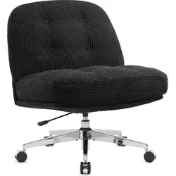 IWMH Chefsessel Dick - Höhenverstellbarer Bürostuhl ohne Armlehnen - Eleganter Schreibtischstuhl mit extra dickem Sitzkissen für optimalen Komfort. Ideal für Schlafzimmer, Wohnzimmer oder als Schminktischstuhl. 5-Stern-Gestell mit Universalrollen für flexible Nutzung.