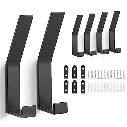 PnxdeobXL 6 Stück Garderobenhaken, Kleiderhaken, Garderobenhaken Schwarz, Kleiderhaken Garderobe, Haken zum Schrauben, Handtuchhaken zum Bohren, für Badezimmer, Schlafzimmer, Tür, Schrank