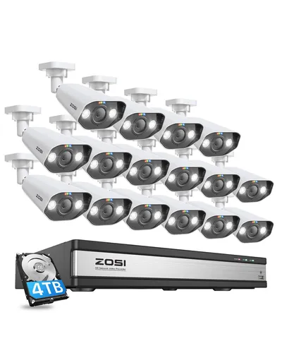 ZOSI 8CH/24CH H.265+ 4K 8MP POE Überwachungskamera Set HDD Email Alarm Audio PIR
