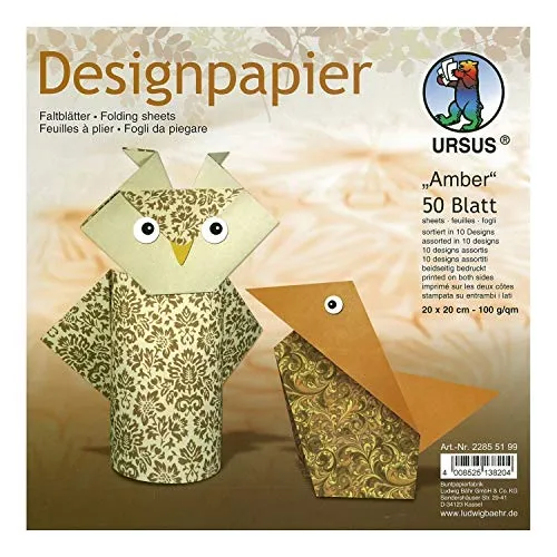 Ursus 22855199 - Designpapier, beidseitig bedruckt, 50 Blatt, 20 x 20 cm, amber