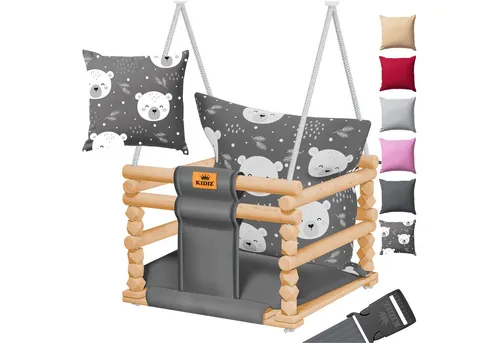 KIDIZ® Babyschaukel - Höhenverstellbar & Sicher - Schaukeln für Kinder von 0,5-3 Jahren mit abnehmbarem Polsterkissen und sicherem Klickverschluss. Ideal für drinnen und draußen, bis 60 kg belastbar!