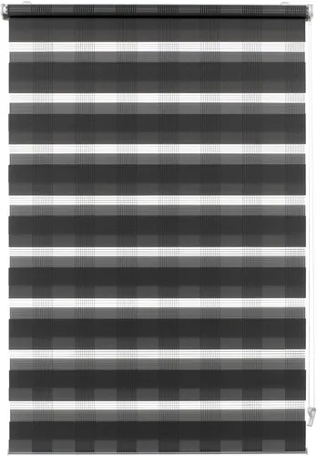 Gardinia Doppelrollo Karo anthrazit, 45 x 150 cm - Seitenzugrollo mit transparenten und blickdichten Streifen für individuelle Lichtregulierung, einfache Montage durch Klemmen oder Kleben, pflegeleichtes Polyestergewebe.