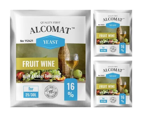 Weinhefe Alcomat Fruit Yeast HAT High Alkohol Hefe 16% Gärhefe brauen TOP! 3 x