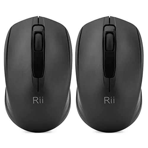 Rii [2-Pack] Maus kabellos, 2.4G Funkmaus Für Links und Rechtshänder, PC/Laptop/Windows, 2 Stück(Schwarz&Schwarz)