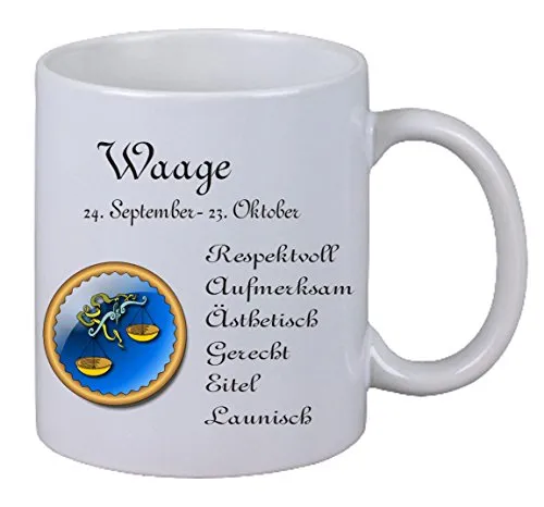 Kaffee Tasse Sternzeichen Waage Geschenk Weihnachten Geburtstag Familie Fun