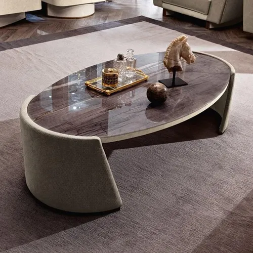 Eleganter Couchtisch aus Holz – Ovaler Beistelltisch für Ihr Wohnzimmer - Moderner Couchtisch in Braun, oval mit einer Breite von 74 cm und einer Höhe von 41 cm. Ideal als stilvolles Möbelstück für Ihr Wohnzimmer, ganz ohne Montageaufwand.