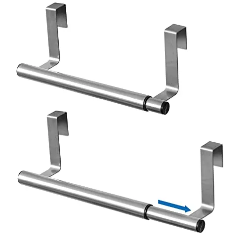 Tatkraft Spread | Türhandtuchhalter, Handtuchstange Teleskop | Gebürsteter Edelstahl | Solide, Ausziehbar, Zum Einhängen | 25-40 x 8 x 9 cm