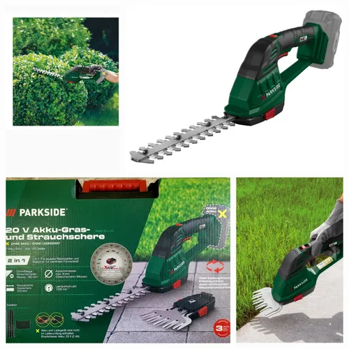 PARKSIDE® 20 V 2-in-1 Akku-Gras- und Strauchschere »PAGS 20-Li A1«