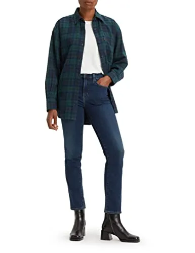 Levi's Damen 724 High Rise Straight Jean - Blue Swell, 27W/32L - Jeans mit hoher Taille und geradem Bein, aus Vintage-Stretch für optimalen Komfort. Nachhaltig gefertigt mit recyceltem Wasser, ideal für modebewusste Frauen.