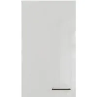 Flex Well Hängeschrank Lund 50 cm - Lichtgrau glänzend - Küchen Hängeschrank mit 1 Drehtür und 2 verstellbaren Einlegeböden, bietet modernen Stauraum. Reversibler Anschlag für flexible Montage und elegantes Design.
