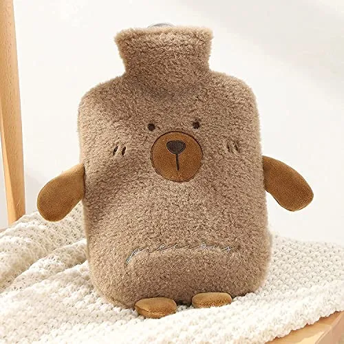 Siyecioa Wärmflasche mit Bezug, Groß 2 Liter Gummi Wärmeflasche mit Kuschelweichem Bezug, Wärmflasche Tier zur Schmerzlinderung für Bauch Rücken Beine, Geschenke für Familie und Freunde