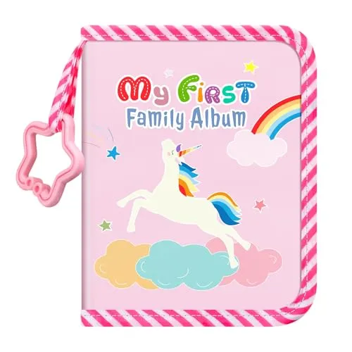 Fintie Baby Fotoalbum 4x6 Zoll, 18 Fotos Mein erstes Familienalbum Buch mit weichem Stoffeinband & Haken für Neugeborene/Kleinkinder/Kinder/Baby-Dusche-Erinnerung-Geburtstagsgeschenke (Regenbogenross)