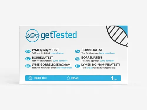 GetTested International AB Unverträglichkeitstest Borreliose-Test (IgG/IgM), 2 Messparameter, Testkit, 1-tlg., Borreliose Bluttest für zuhause, Borreliose IgG/IgM Test mit Ergebnis nach ca. 10 Minuten