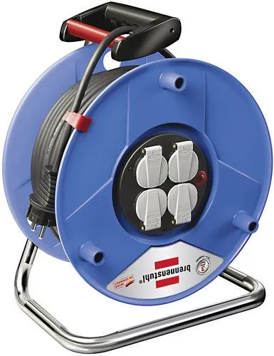 Brennenstuhl Kabeltrommel 25m Blau mit Schutzkontakt-Stecker - Kabeltrommel für Innenbereich mit 25m Kabellänge und 4 Steckdosen, ergonomisches Design für einfache Handhabung und hohe Sicherheit.
