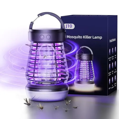 Betensh Insektenvernichter Elektrisch, Mückenlampe mit Campinglicht, USB Wiederaufladbare Mückenfalle, Mückenabwehr IPX4 Wasserdicht, Kann im Innen- und Außenbereich Verwendet Werden