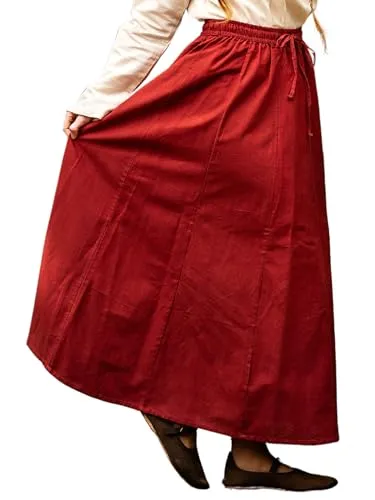 Leonardo Carbone® Damen Rock Dana | Eleganter Mittelalterrock mit elastischem Bund und Kordelzug | Baumwolle Rot 2XL - Erlebe den fließenden Stil des Mittelalterrocks Dana aus hochwertiger Baumwolle. Der elastische Bund und Kordelzug sorgen für optimalen Komfort. Perfekt für Kostümpartys und historische Feste – mach dein Outfit unvergesslich!