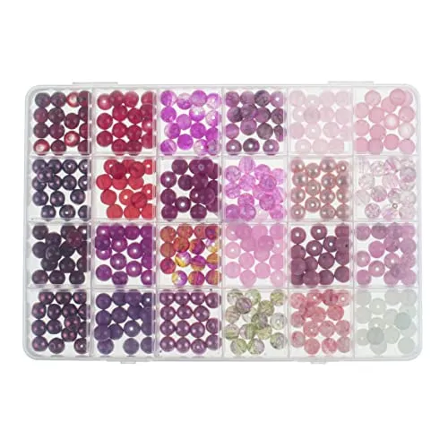 GLOREX 6 1630 341 - Glasperlen Schmuckset, in Aufbewahrungsbox, rot und pink sortiert, ideal geeignet zur Gestaltung von Schmuck, Armbändern, Halsketten, Accessoires oder als Dekoration