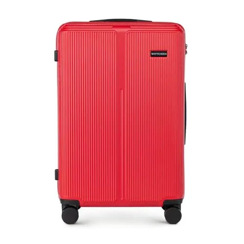 WITTCHEN Stripes Line Mittelgroßer Koffer 67,5 x 45 x 27 cm (L) | Hartschale Reisekoffer ABS, 65 l, 4 Rollen 360° | Für Lufthansa/Eurowings/Ryanair, zahlenschloss, teleskopgriff | Farbe: Rot