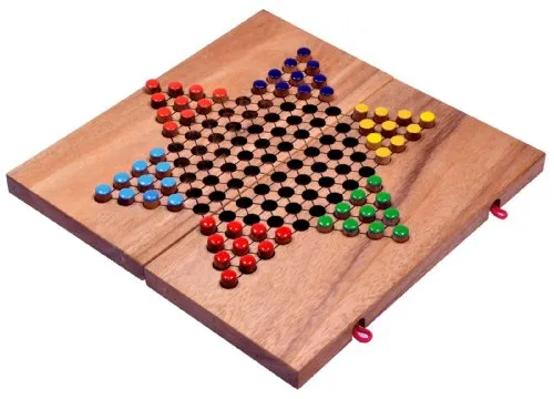LOGOPLAY Halma Gr. L - Stern Halma - Strategiespiel aus Holz - Klassisches Gesellschaftsspiel für 2-6 Spieler mit klappbarem Spielbrett aus umweltfreundlichem Samena-Holz. Ideal für spannende Spielabende ab 6 Jahren.