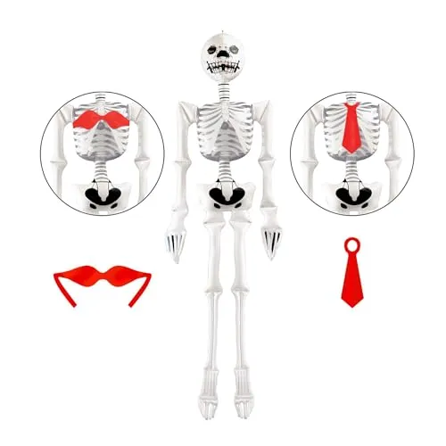 W WIDMANN MILANO Party Fashion 2383S - Aufblasbares Skelett mit Krawatte und BH, 1,83 m, Partydekoration, Halloween, Karneval, Mottoparty